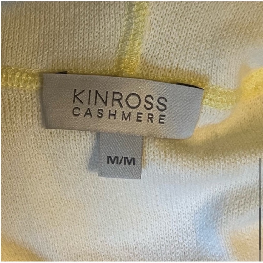 Kinross Cashmere Yellow Hooded Open Front Sweater Cardigan w Pockets medium - Picture 7 of 8
